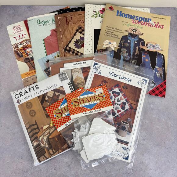 Lot of Sewing Quilting Applique Books & Patterns Shapes Crafting Clothing Apron - Picture 1 of 11